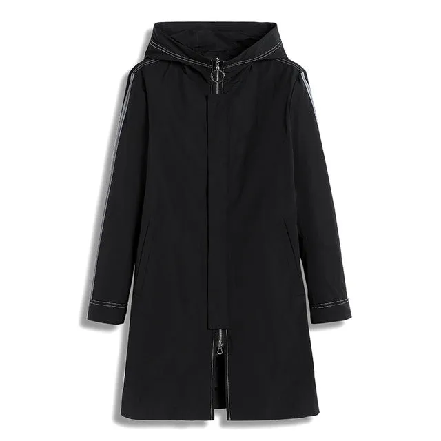 Pioneer camp long trench coat men brand-clothing casual hooded mens overcoat quality windbreaker male coat black green AFY803121