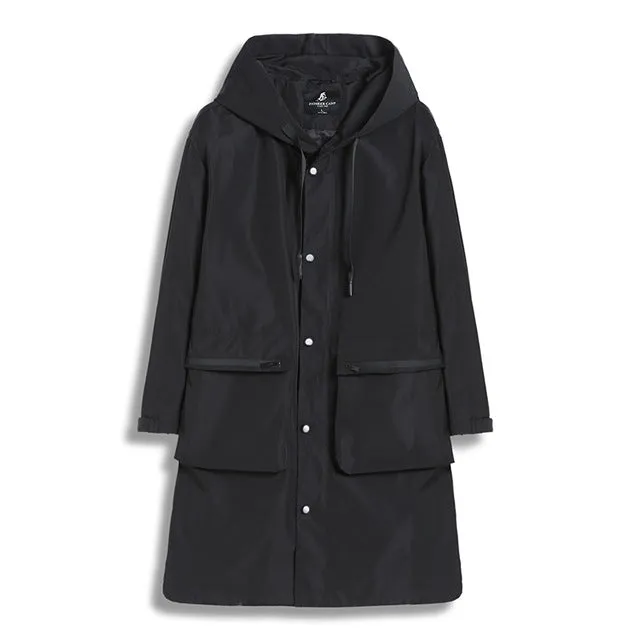 Pioneer camp long trench coat men brand-clothing casual hooded mens overcoat quality windbreaker male coat black green AFY803121