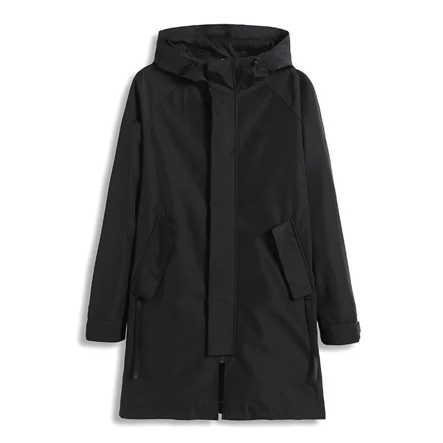 Pioneer camp long trench coat men brand-clothing casual hooded mens overcoat quality windbreaker male coat black green AFY803121