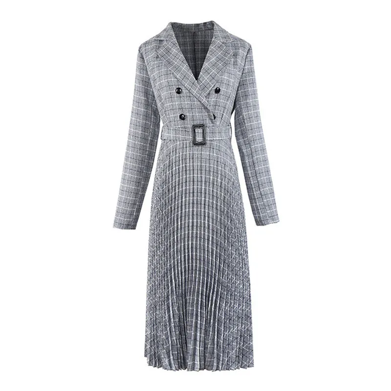 Pleated Dress Fashion Plaid Long Skirt A-line Skirt