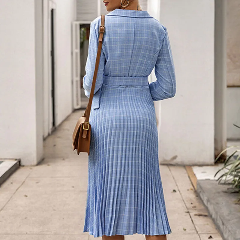 Pleated Dress Fashion Plaid Long Skirt A-line Skirt