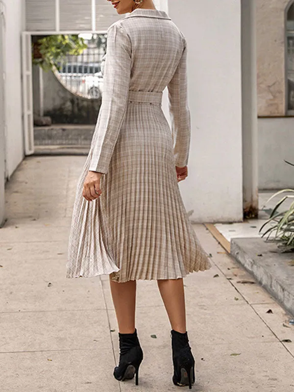 Pleated Dress Fashion Plaid Long Skirt A-line Skirt