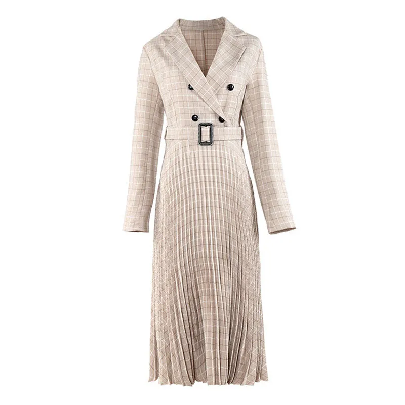 Pleated Dress Fashion Plaid Long Skirt A-line Skirt