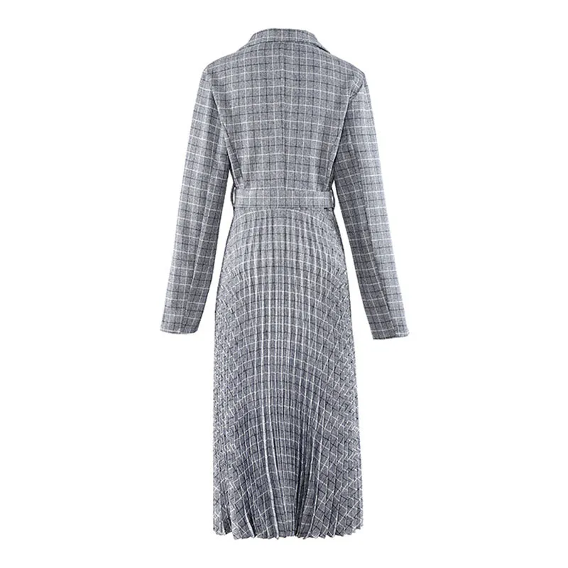 Pleated Dress Fashion Plaid Long Skirt A-line Skirt