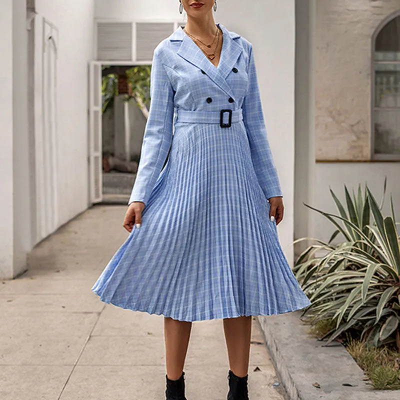 Pleated Dress Fashion Plaid Long Skirt A-line Skirt
