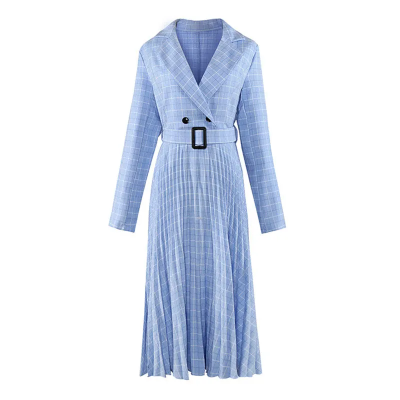 Pleated Dress Fashion Plaid Long Skirt A-line Skirt