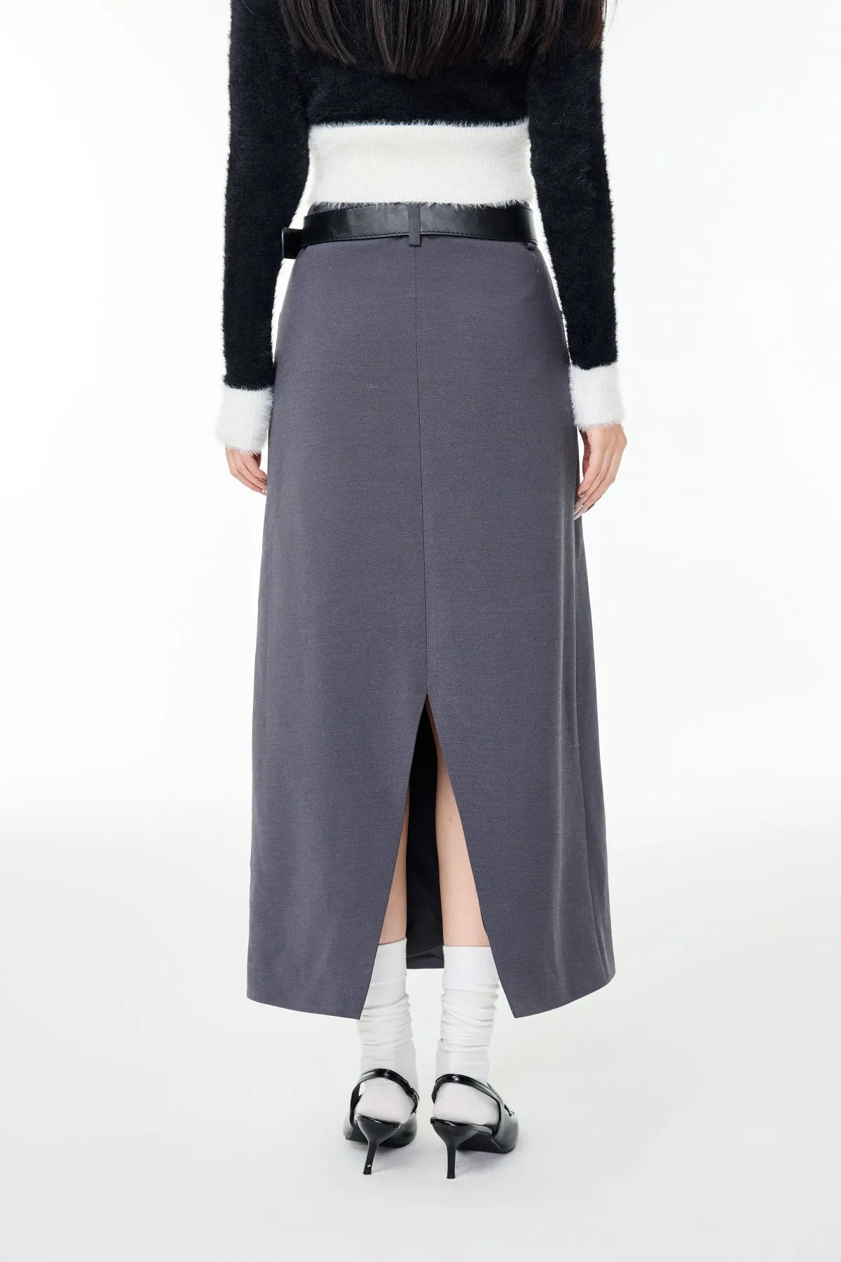 pleated high waist a-line skirt