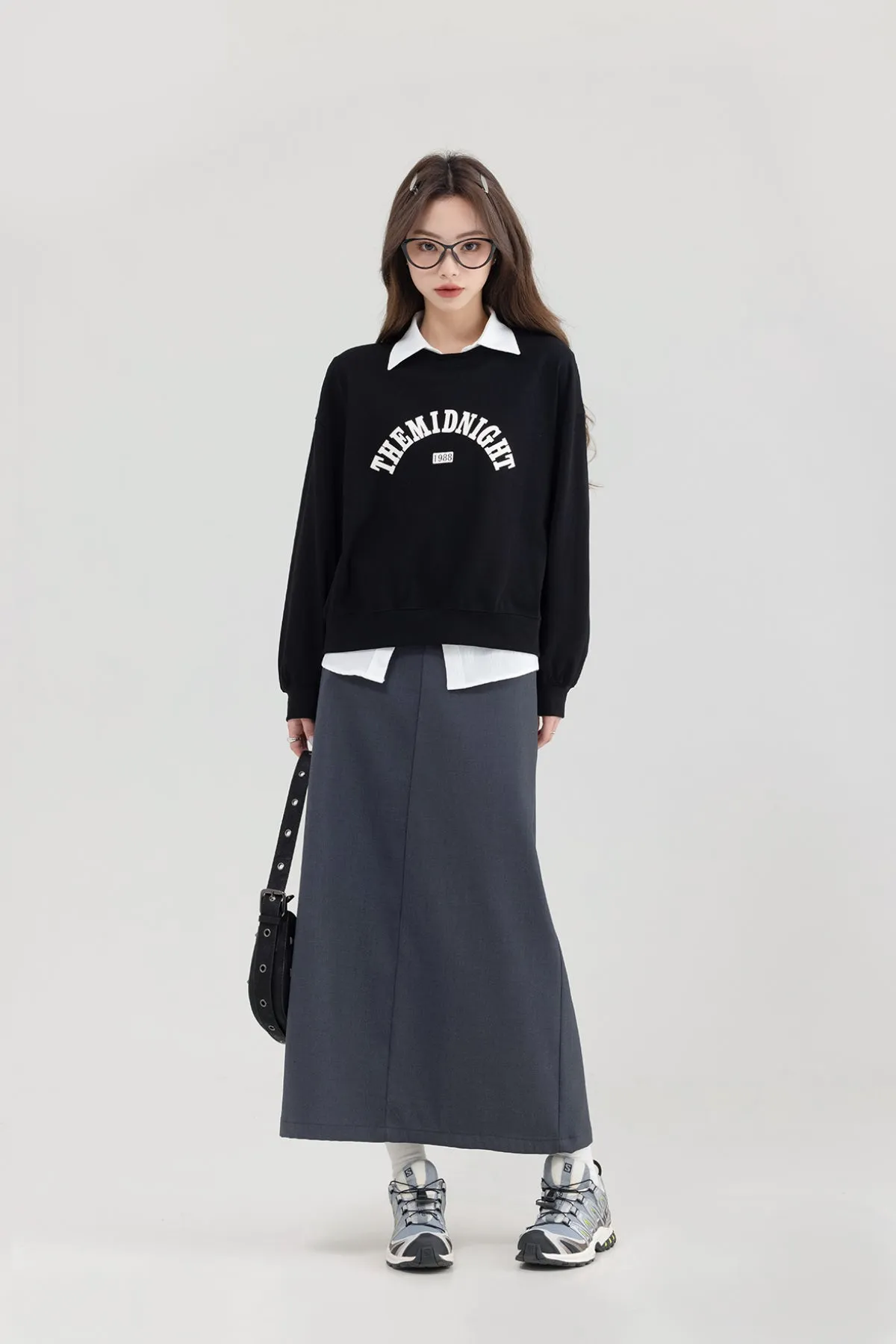 pleated high waist a-line skirt