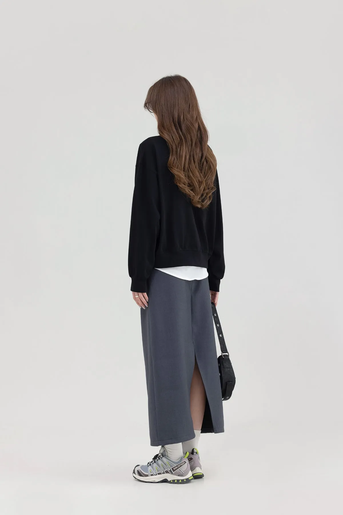 pleated high waist a-line skirt
