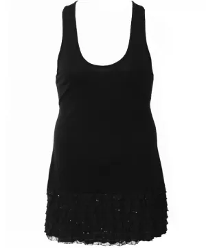 Plus Size Sparkling Ruffled Skirt Long Top