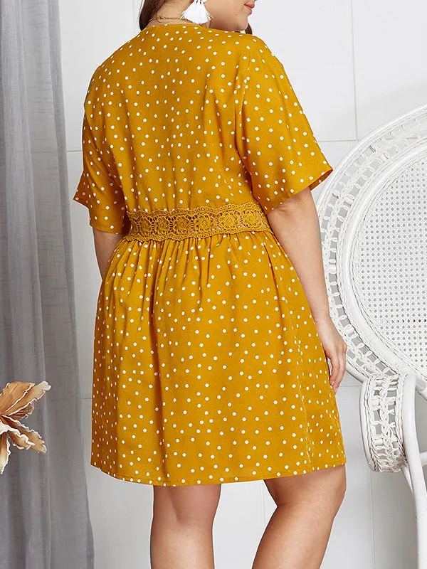 Plus Size Wave Point Temperament Lady Dress
