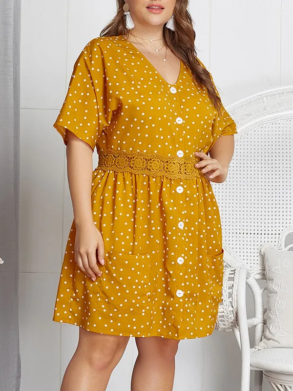 Plus Size Wave Point Temperament Lady Dress