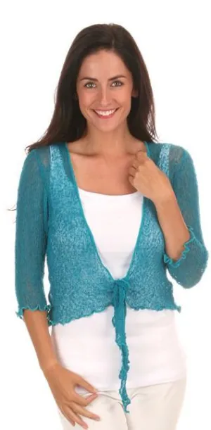 Popcorn Knit Shrug in Deep Peacock