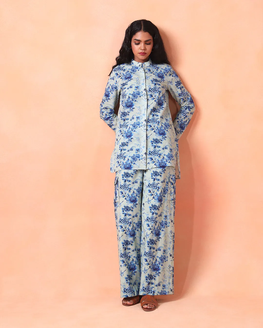 PORCELAIN SHIRT WITH CARGO PANTS