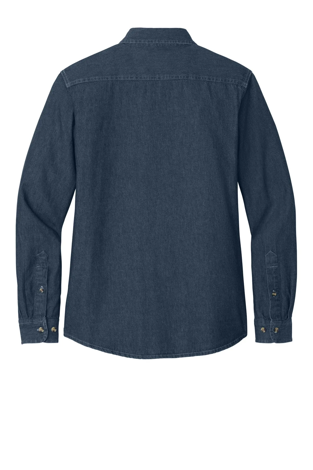 Port & Company Women's Long Sleeve Value Denim Shirt.  LSP10 Ink Blue