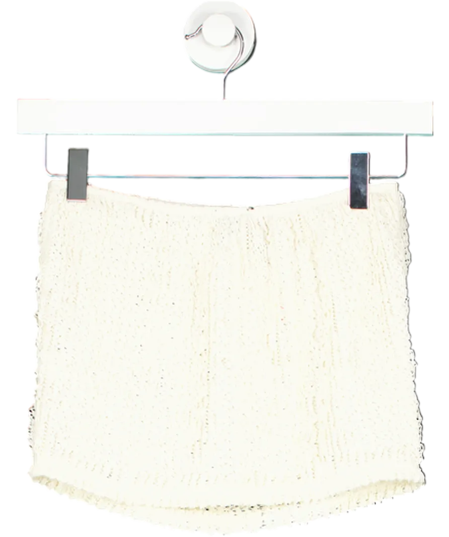 PrettyLittleThing Cream Mini Skirt UK 14