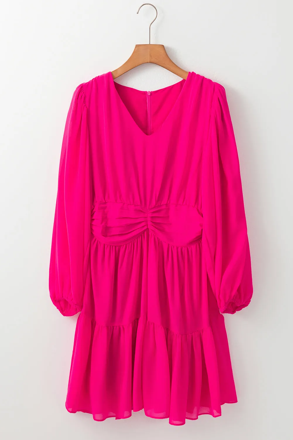 Puff Pleated Mini Dress