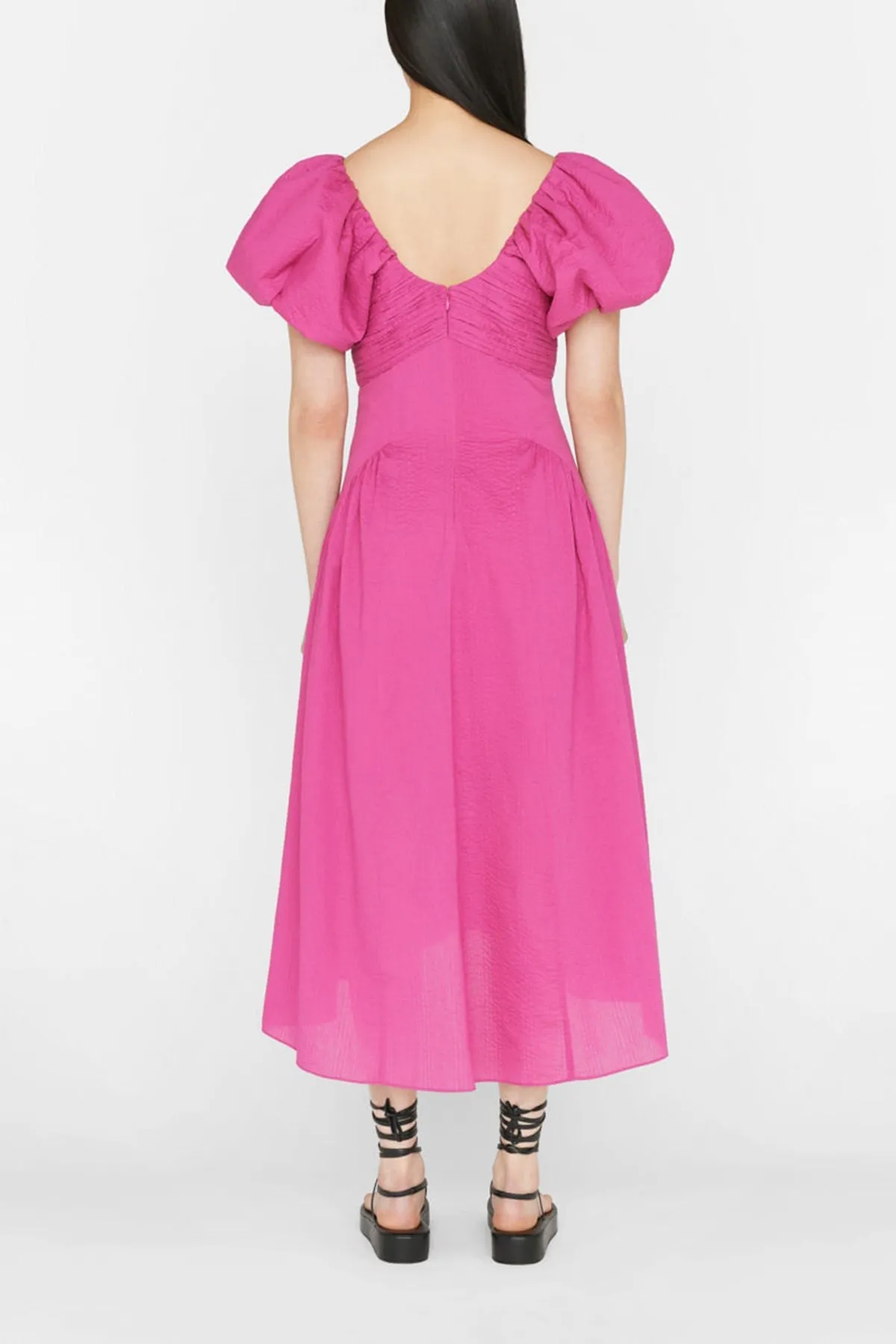 Puff Sleeve Dress in Fuchsia