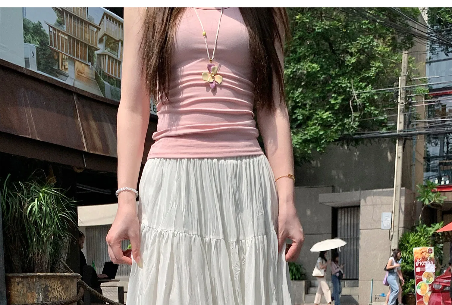 Purple A-Line Pleated Skirt
