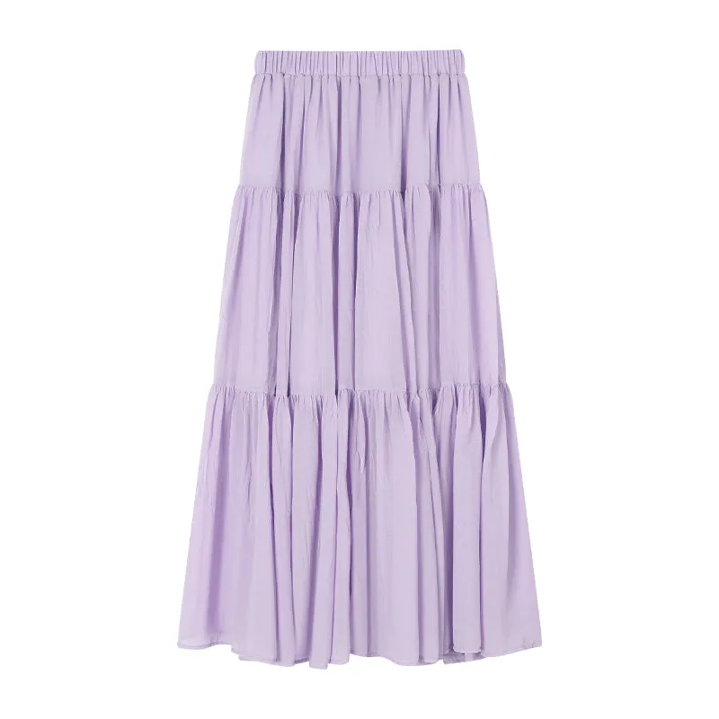 Purple A-Line Pleated Skirt