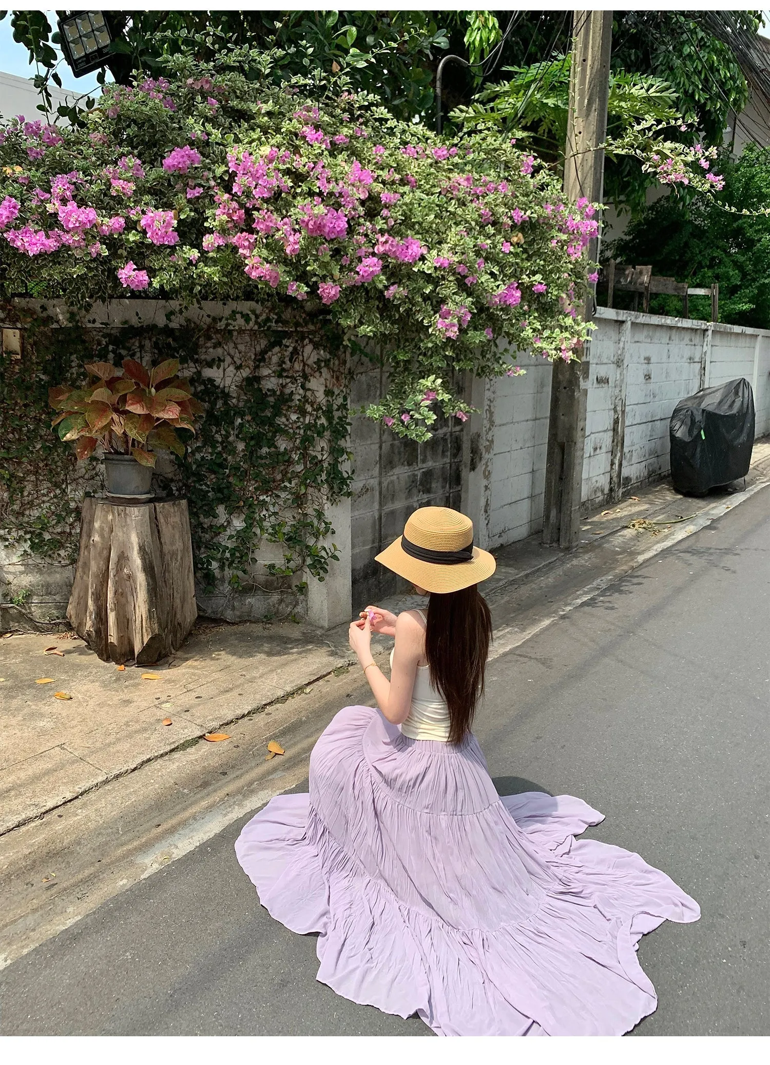 Purple A-Line Pleated Skirt