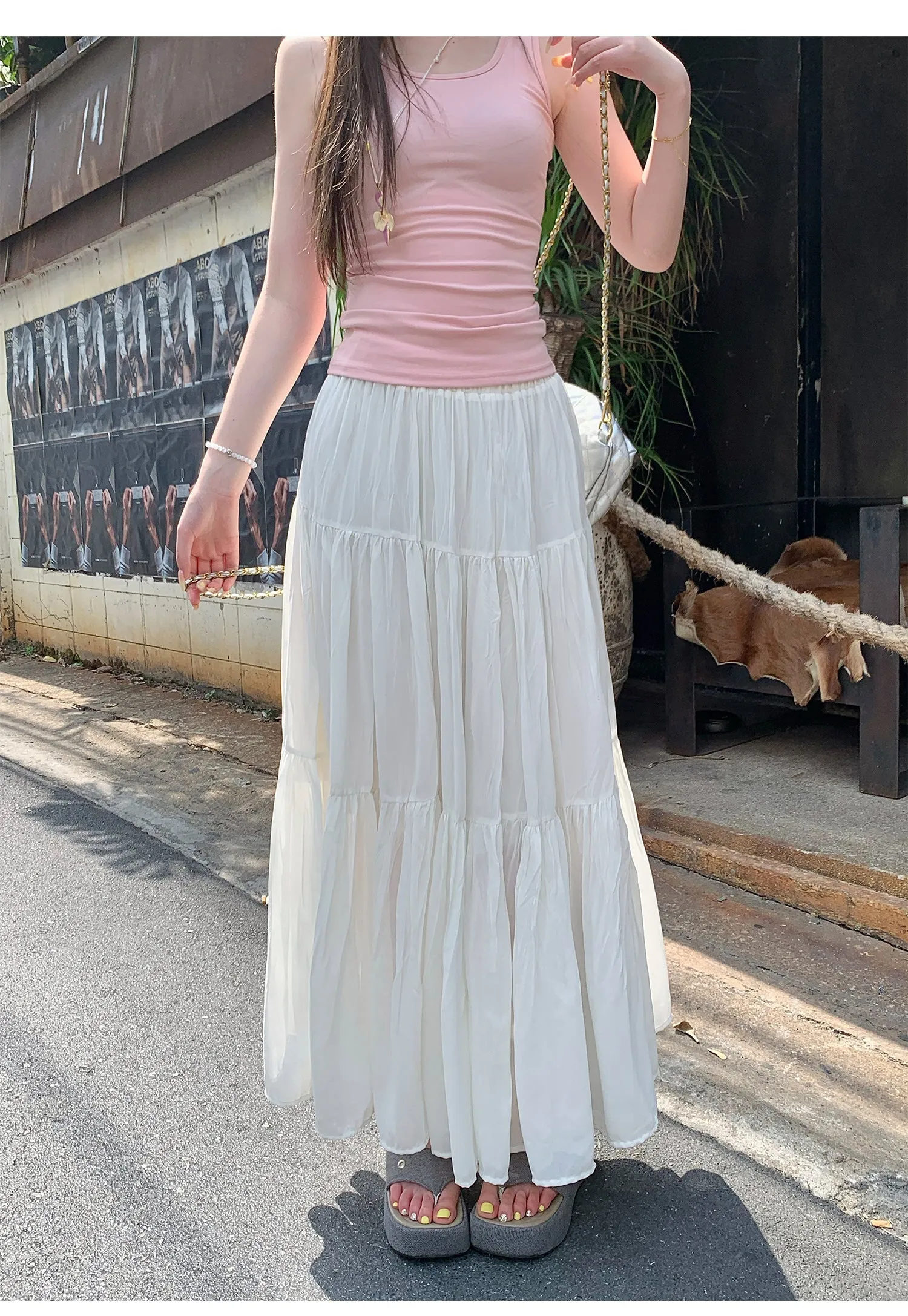 Purple A-Line Pleated Skirt