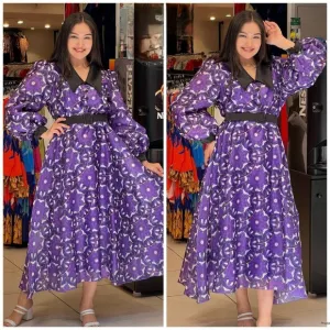 Purple Patterned Maxi Dress