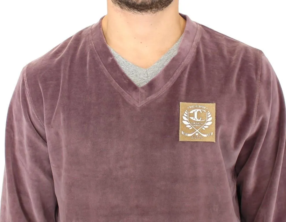 Purple v-neck cotton sweater