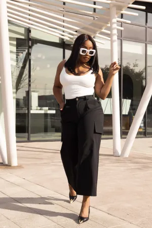 "COOL KID" WIDE LEG CARGO PANTS - BLACK