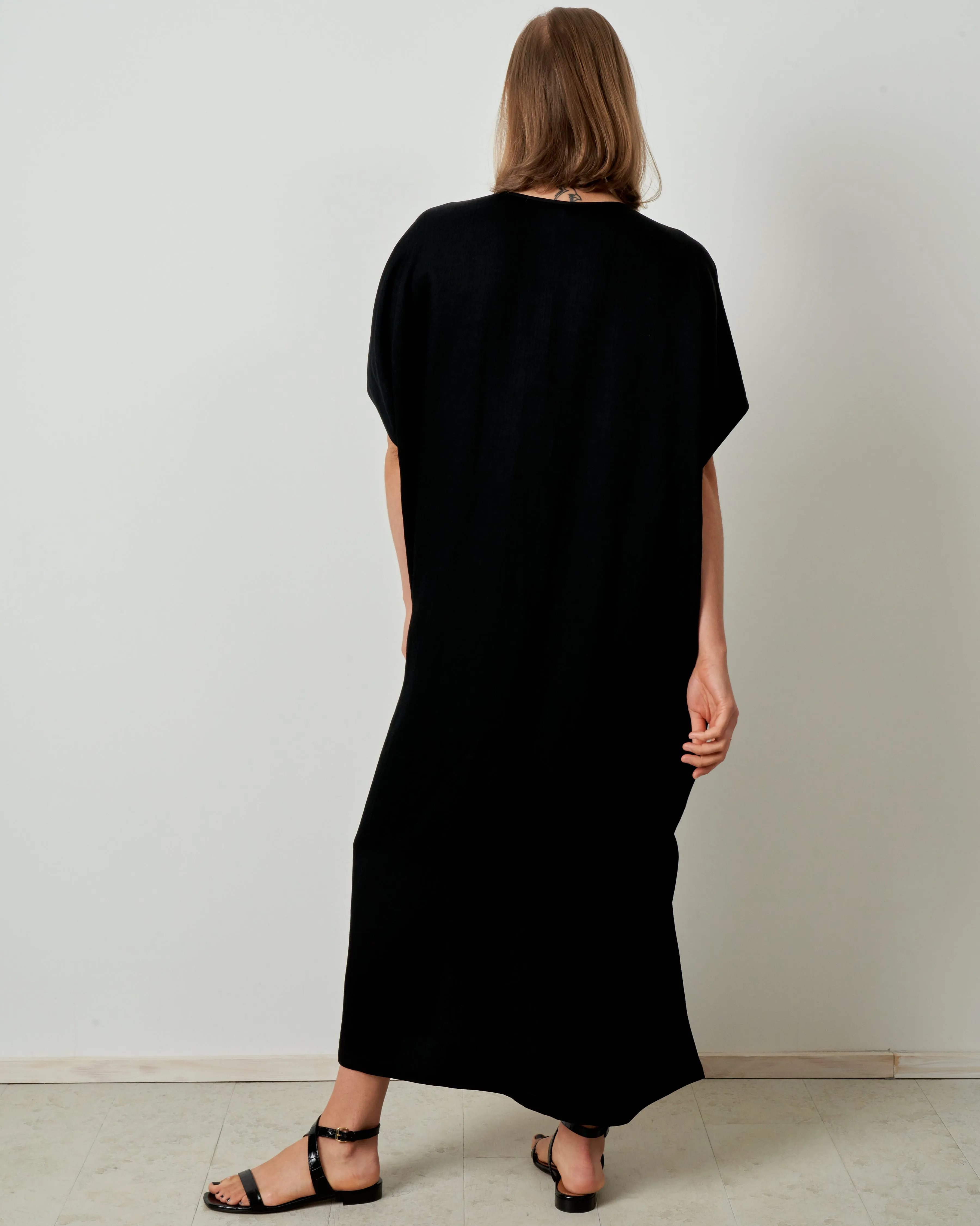 rae linen caftan - black