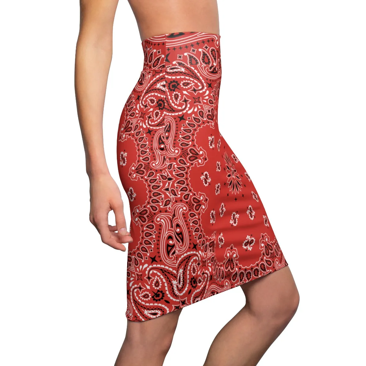 Red Bandana Women's Pencil Skirt