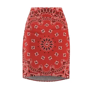 Red Bandana Women's Pencil Skirt