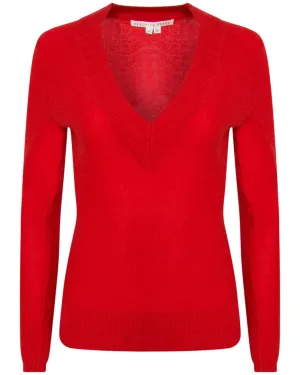 Red Coleta V Neck Cashmere Sweater