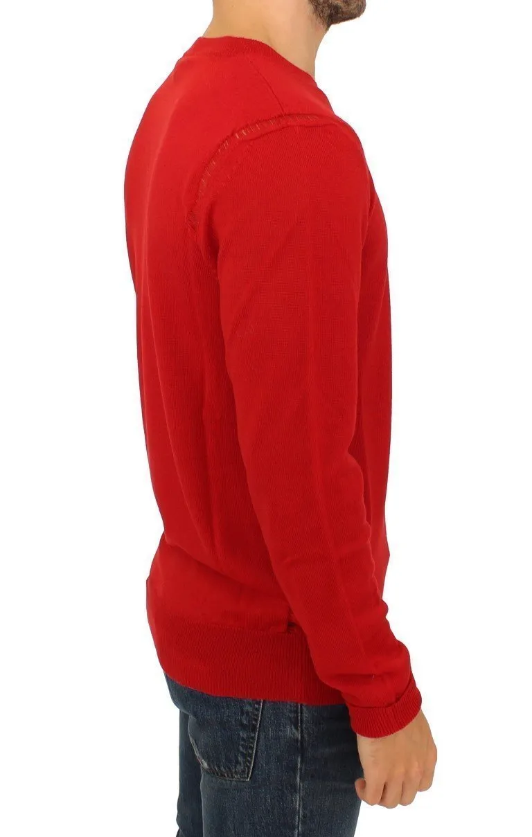 Red wool crewneck pullover sweater
