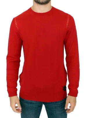 Red wool crewneck pullover sweater