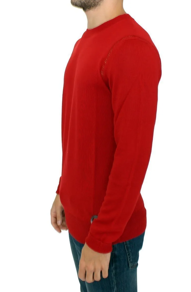 Red wool crewneck pullover sweater