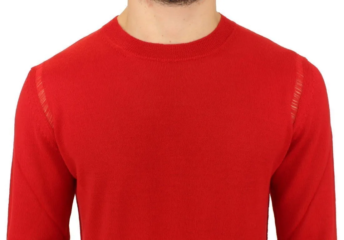 Red wool crewneck pullover sweater