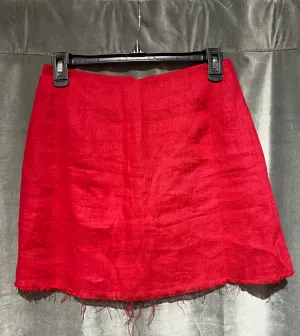 REFORMATION Red Linen Mini Skirt