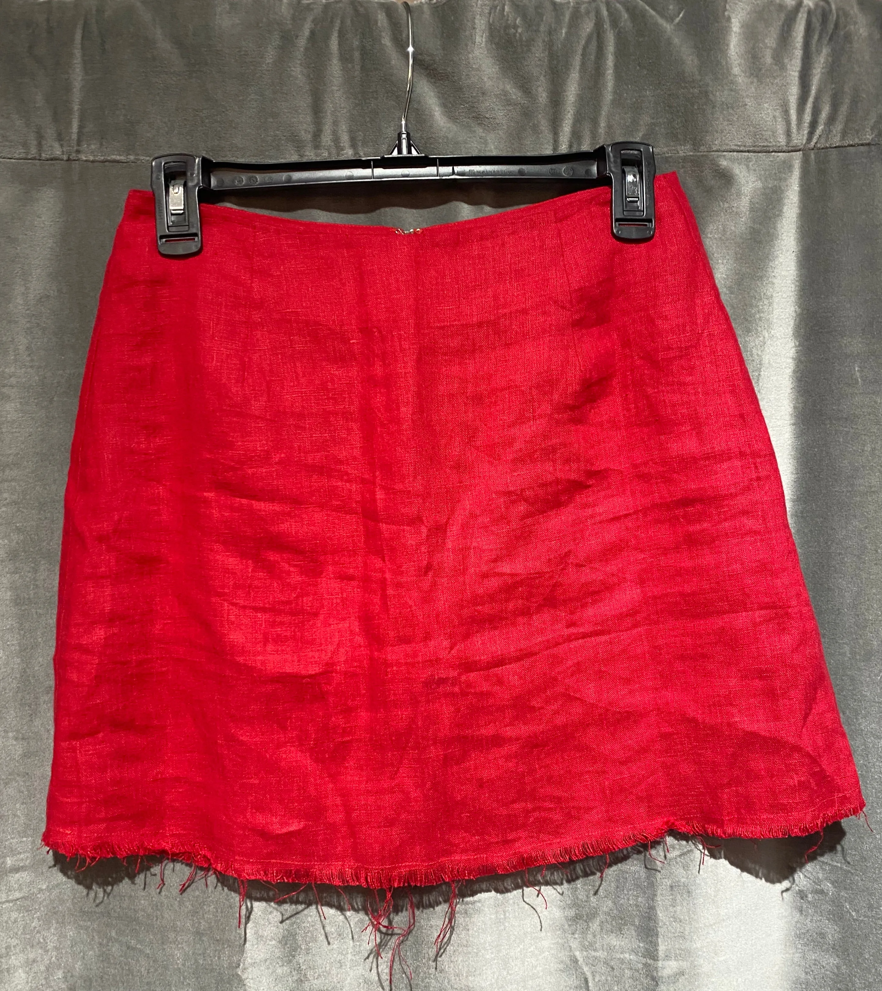 REFORMATION Red Linen Mini Skirt