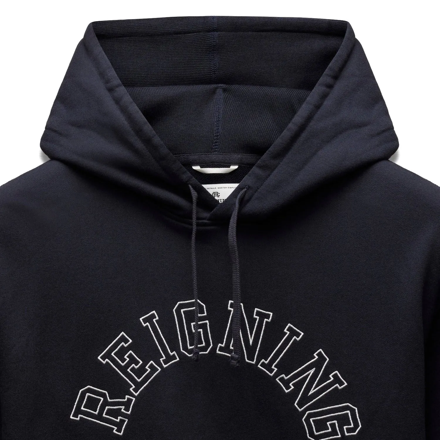 Reigning Champ Men Midweight Terry Arch Logo Hoodie Navy White RC-3438-NAW