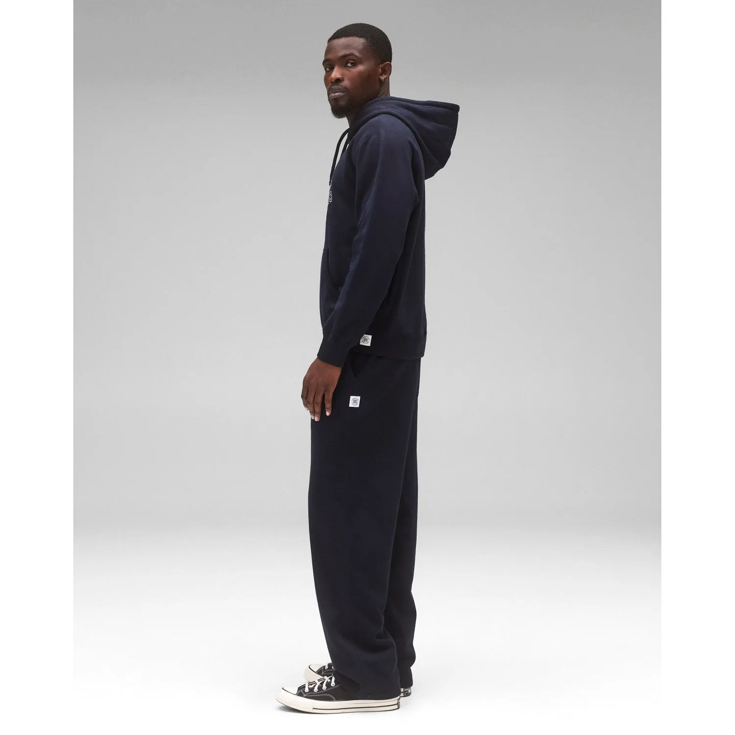 Reigning Champ Men Midweight Terry Arch Logo Hoodie Navy White RC-3438-NAW