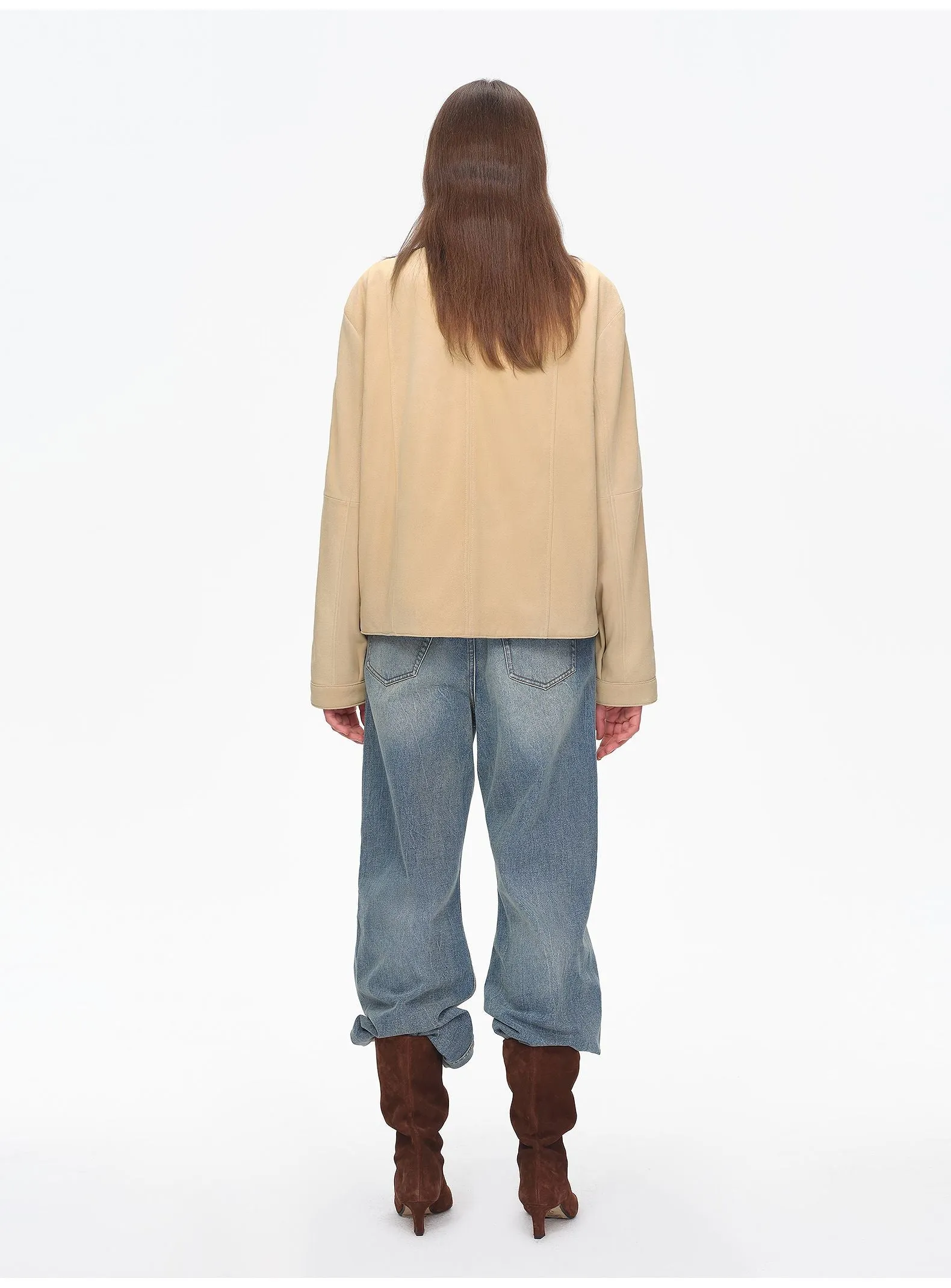 Retro Beige Stand Collar Jacket