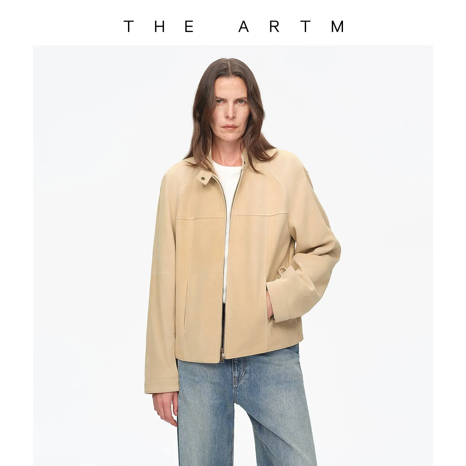 Retro Beige Stand Collar Jacket