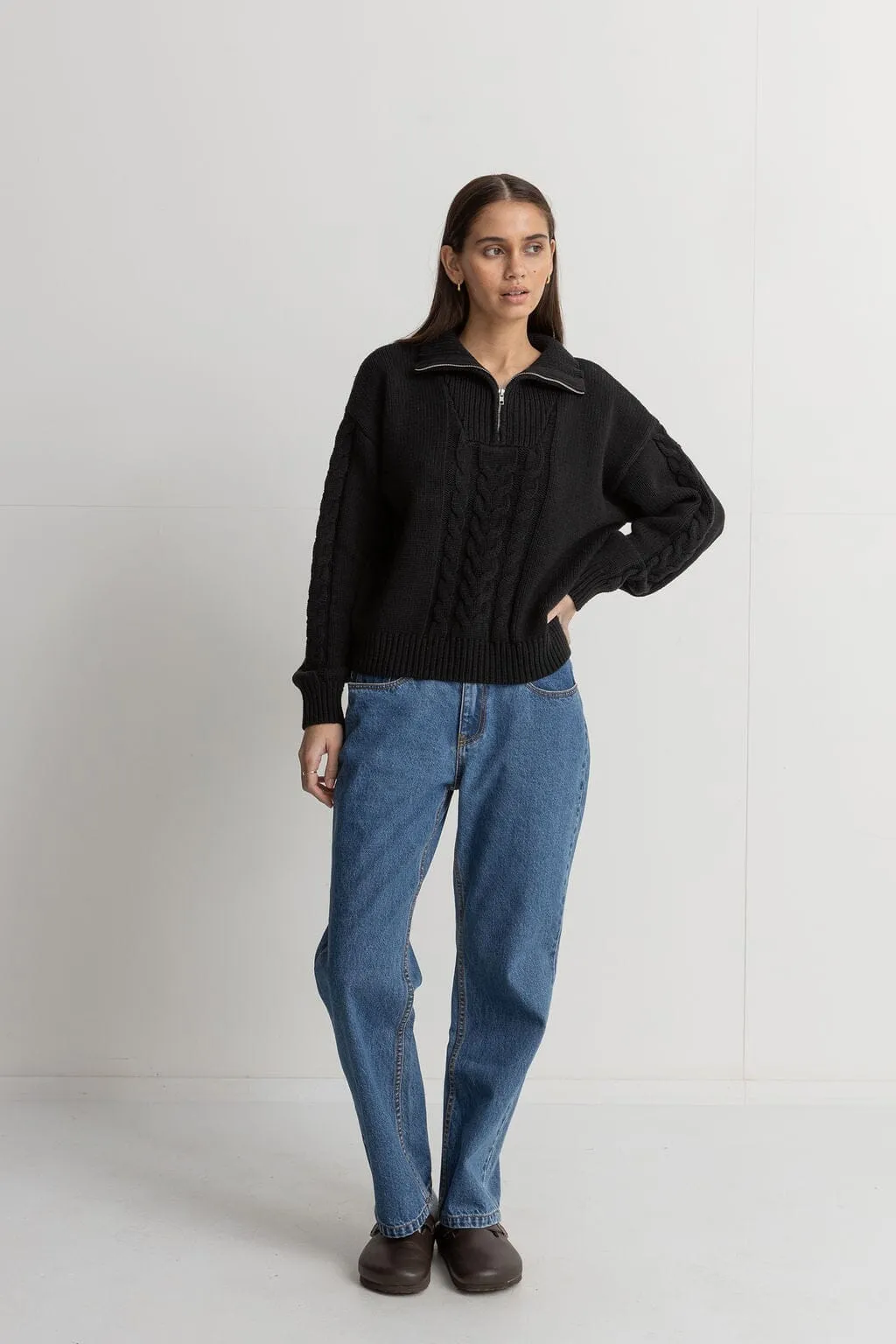 Rhythm Cabelled Vintage Zip Knit