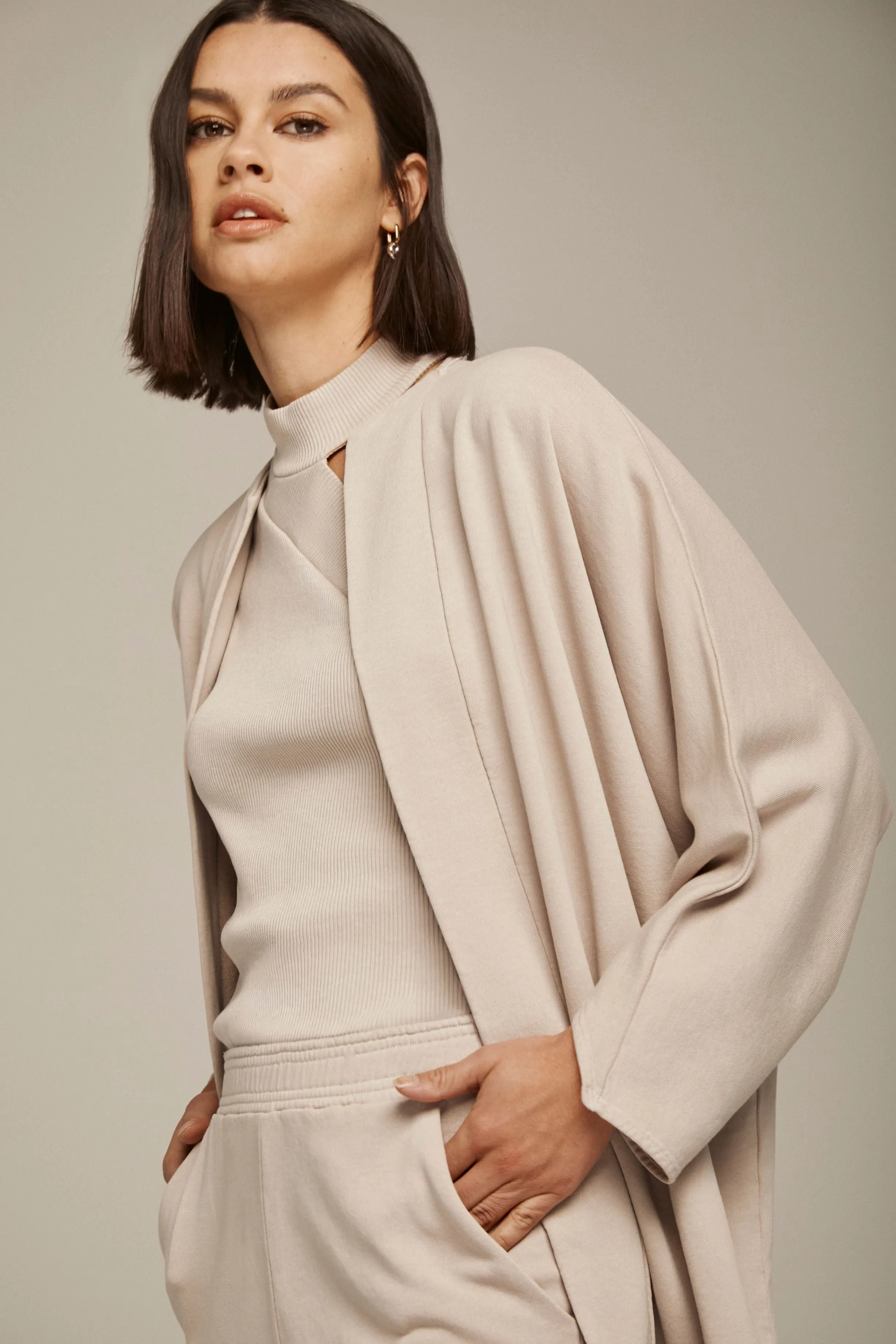 Ribbed Asymmetrical Turtleneck Tank