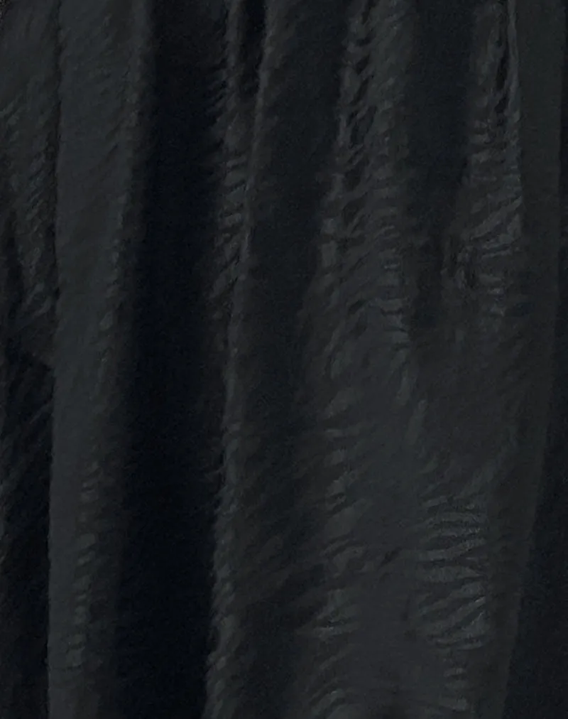 Richie Mini Dress in Satin Jacquard Black