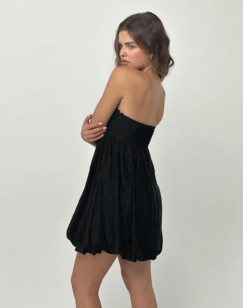 Richie Mini Dress in Satin Jacquard Black