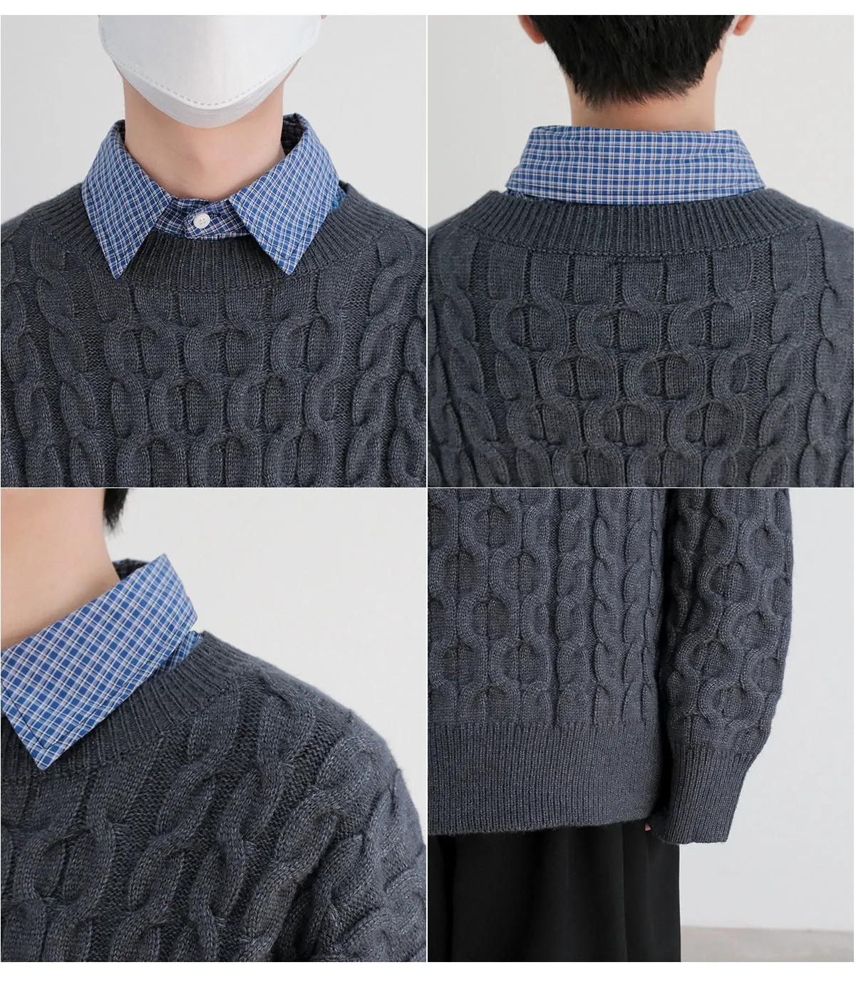 Round Neck Cable Knit Sweater