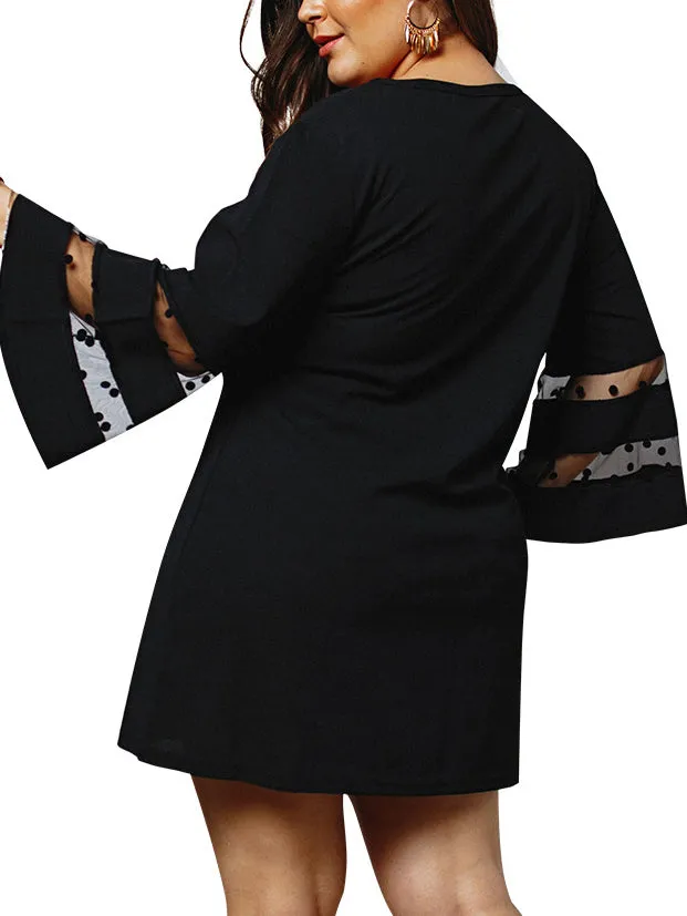 Round Neck Solid Color Long-sleeved  Dress