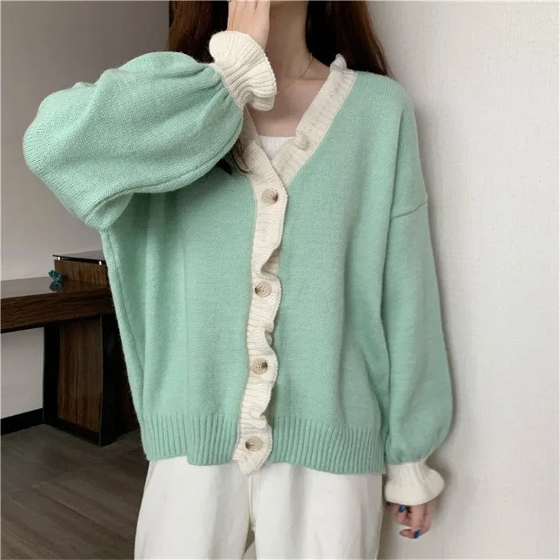 RUFFLED KNITTED CARDIGAN UB3158